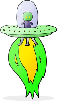freehand drawn cartoon flying saucer vector