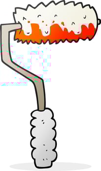 freehand drawn cartoon paint roller vector