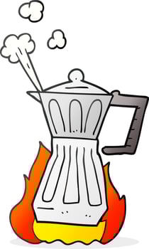 freehand drawn cartoon espresso stovetop maker vector
