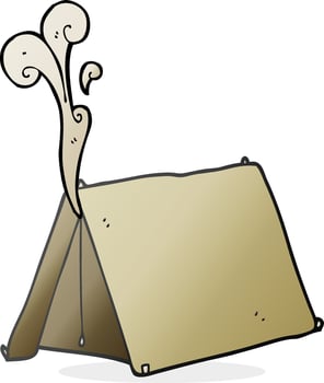 freehand drawn cartoon old smelly tent vector
