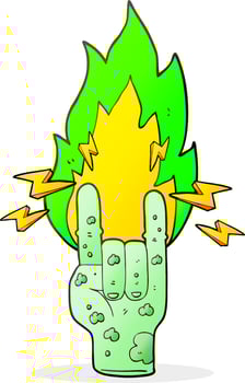 freehand drawn cartoon zombie hand making horn sign vector