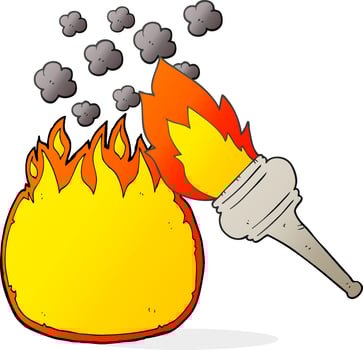 freehand drawn cartoon flaming torch vector