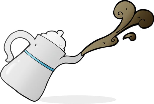freehand drawn cartoon coffee pot pouring vector