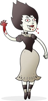 freehand drawn cartoon blood sucking vampire girl vector
