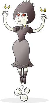 freehand drawn cartoon vampire girl flying vector