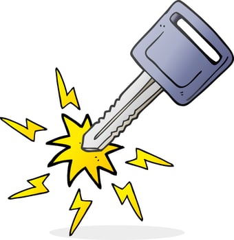 freehand drawn cartoon electric car key vector