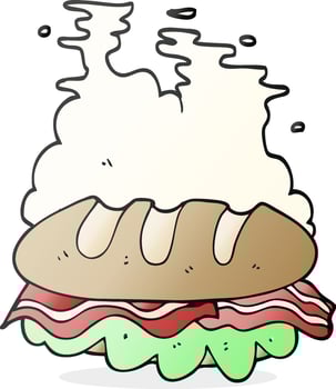 freehand drawn cartoon huge sandwich vector