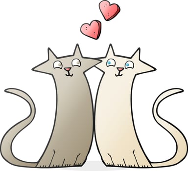 freehand drawn cartoon cats in love vector