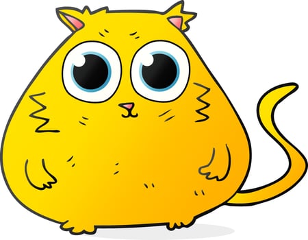freehand drawn cartoon cat with big pretty eyes vector