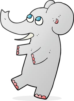 freehand drawn cartoon cute elephant vector