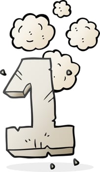 freehand drawn cartoon stone number one vector