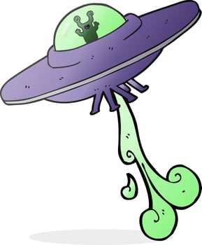 freehand drawn cartoon alien spaceship vector