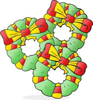 freehand drawn cartoon christmas wreaths vector