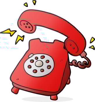 freehand drawn cartoon ringing telephone vector