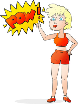 happy gym woman giving thumbs up symbol vector