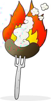 freehand drawn cartoon hot sausage vector