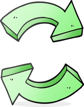 freehand drawn cartoon recycling arrows vector