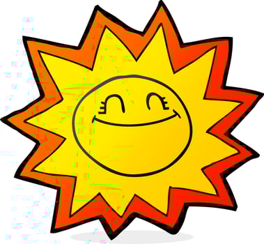 happy freehand drawn cartoon sun vector