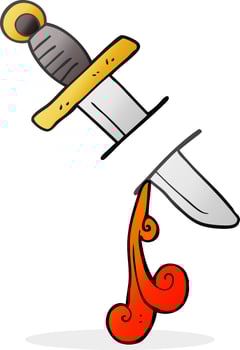 freehand drawn cartoon tattoo knife symbol vector