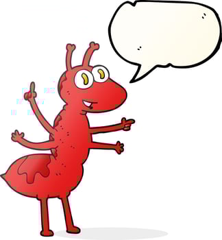 freehand drawn speech bubble cartoon ant vector