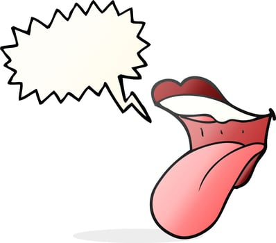 freehand drawn speech bubble cartoon mouth sticking out tongue vector
