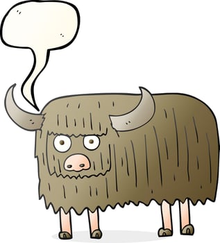 freehand drawn speech bubble cartoon hairy cow vector
