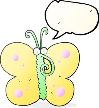 freehand drawn speech bubble cartoon butterfly vector
