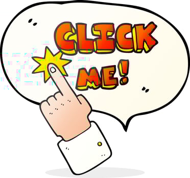 click me freehand drawn speech bubble cartoon sign vector
