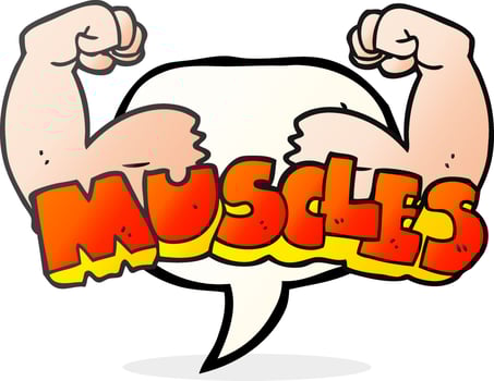 freehand drawn speech bubble cartoon muscles symbol vector