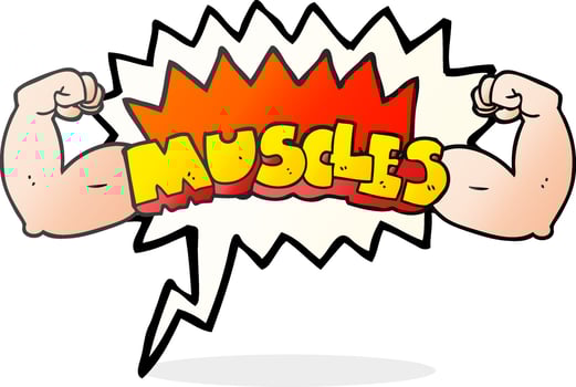freehand drawn speech bubble cartoon muscles symbol vector