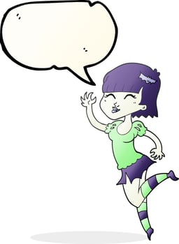 freehand drawn speech bubble cartoon vampire girl vector
