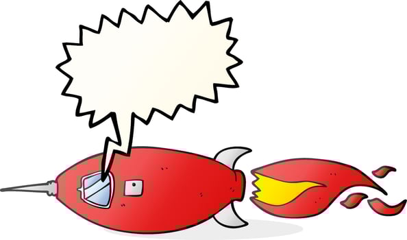 freehand drawn speech bubble cartoon spaceship vector