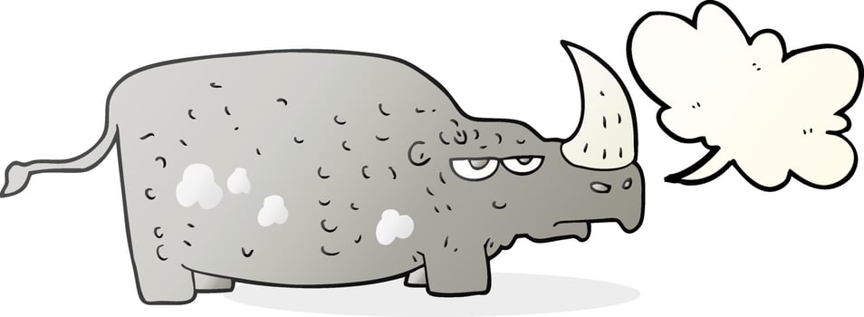 freehand drawn speech bubble cartoon rhino vector