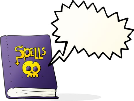 freehand drawn speech bubble cartoon spell book vector