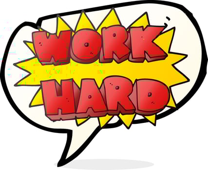 freehand drawn speech bubble cartoon work hard symbol vector