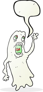 freehand drawn speech bubble cartoon ghost vector