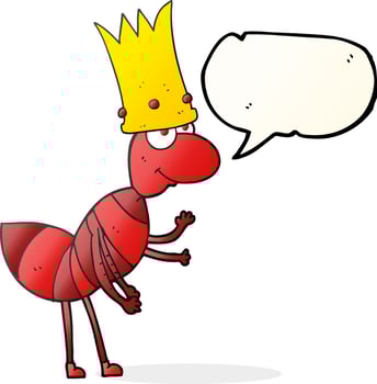 freehand drawn speech bubble cartoon ant queen vector