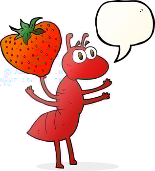 freehand drawn speech bubble cartoon ant carrying food vector