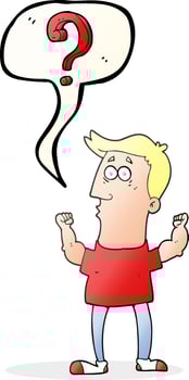 freehand drawn speech bubble cartoon man with question vector