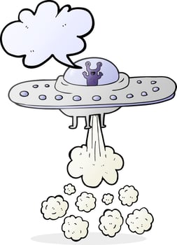 freehand drawn speech bubble cartoon flying saucer vector