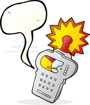 freehand drawn speech bubble cartoon scientific device vector