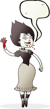 freehand drawn speech bubble cartoon blood sucking vampire girl vector
