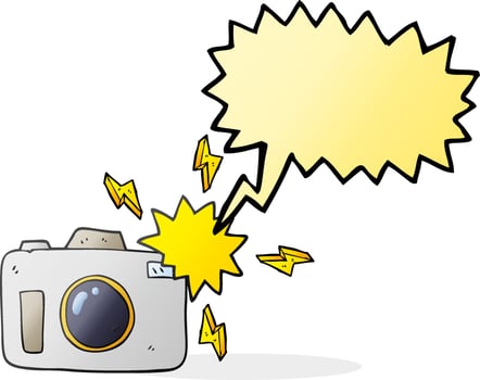 freehand drawn speech bubble cartoon flashing camera vector