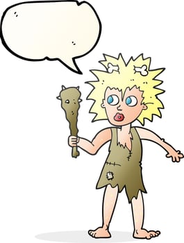 freehand drawn speech bubble cartoon cave woman vector
