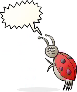 freehand drawn speech bubble cartoon ladybug vector