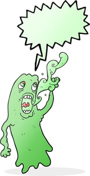 freehand drawn speech bubble cartoon ghost vector
