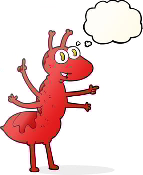 freehand drawn thought bubble cartoon ant vector