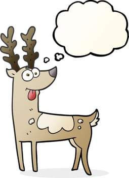 freehand drawn thought bubble cartoon reindeer vector