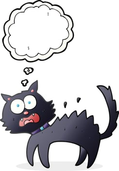 freehand drawn thought bubble cartoon scared black cat vector