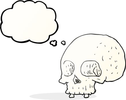 freehand drawn thought bubble cartoon old skull vector